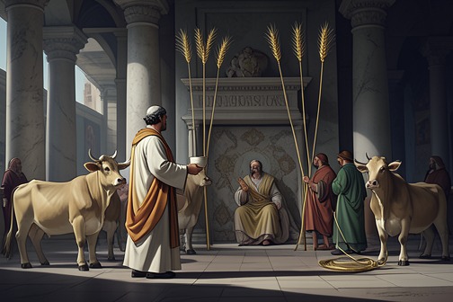 Joseph Interprets Pharaoh's Dreams from "Torah". After two years in prison, Joseph is summoned to interpret Pharaoh’s troubling dreams: seven healthy cows and seven full ears of grain are consumed by seven…