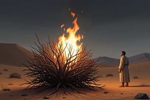 The burning bush and Moses' call from "Torah". The burning bush and Moses’ call is the commissioning encounter at Horeb in which the Angel of the LORD appears in fire within a bush that is not consumed, and…