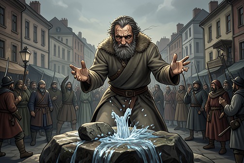 Water from the rock at Rephidim from "Torah". Water from the rock at Rephidim is an episode in which physical thirst becomes a test of Israel’s trust in the LORD and of Moses’ leadership.
