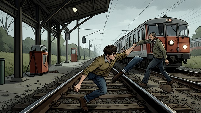 Finding Toby on the Track from "The Curious Incident of the Dog in the Night-Time". Danger Inside the Station A Search Begins Christopher notices that Toby has disappeared and searches the station.