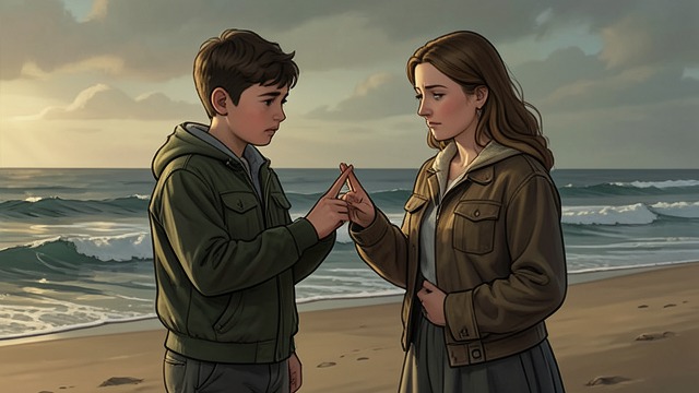 A Shared Language of Comfort from "The Curious Incident of the Dog in the Night-Time". Touch on Their Terms A Familiar Gesture In a memory from a beach holiday, Mother helps Christopher calm down after he fears a shark is near.