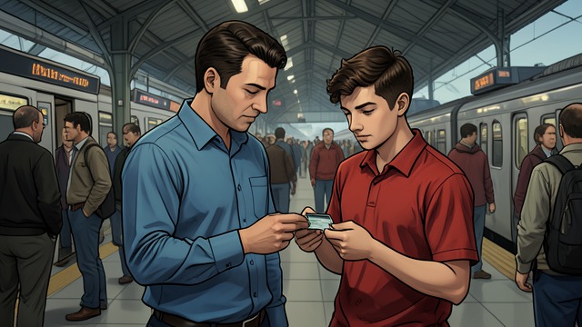 Help at the Railway Station from "The Curious Incident of the Dog in the Night-Time". Assistance with Conditions A Journey Interrupted Nigel discovers Christopher at the station and helps him use Father’s bank card to buy a ticket.