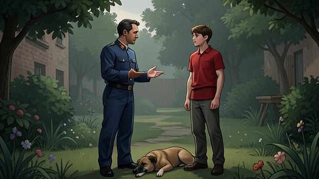 Caution at the Station from "The Curious Incident of the Dog in the Night-Time". Questions and Consequences A Direct Interview The inspector asks whether Christopher meant to hit the officer and whether he killed Wellington.