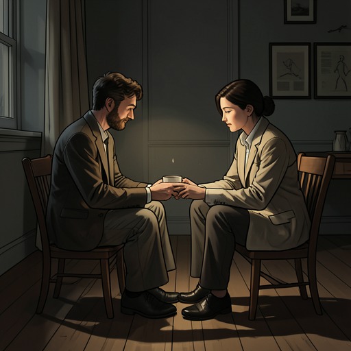 Yuriko Tajima and Shunichi Watabe from "The Final Curtain". This thread traces how two guarded people find companionship, sustain a private love across distance, and leave behind a final act of care.