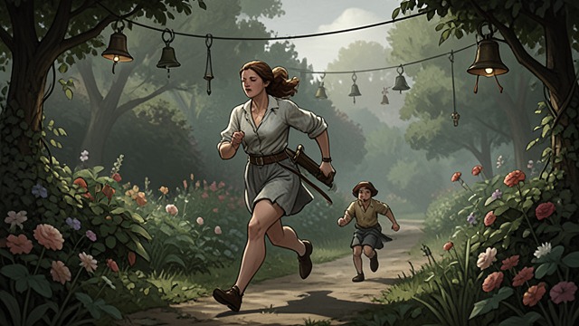 The Alcázar Chase from "Maya". The Alcázar Chase A familiar sound Ana sees a small figure taking her photograph in the gardens and hears bells.