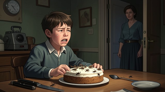 A Boy’s Anger at the Table from "My Tender Matador". Fantasy Against Rejection A Cruel Imagined Revenge Augustito imagines having put insects into the cake for the classmates who failed to appear.