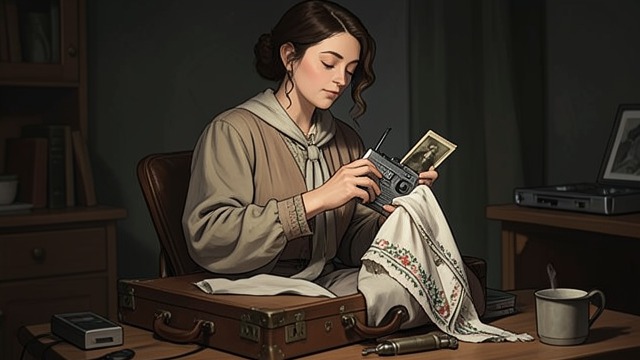 The Meaning of Keepsakes from "My Tender Matador". A Portable Self Objects Selected The Queen packs a radio, an old photograph, the embroidered cloth, and favorite accessories.