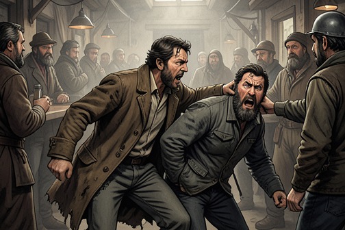 Dmitri publicly humiliates Snegiryov from "The Brothers Karamazov". Dmitri publicly humiliates Snegiryov in a sudden assault that drags a discharged captain from a tavern by his beard and into the street.