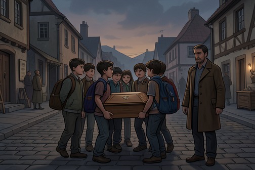 Ilusha Snegiryov’s funeral from "The Brothers Karamazov". Ilusha Snegiryov’s funeral gathers his schoolfellows around the boy’s coffin and gives their grief a communal form.