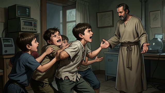 A Schoolyard Wound from "The Brothers Karamazov". A child’s hostility Stones and accusations Alyosha encounters boys attacking Ilusha, who turns his anger toward him as a Karamazov.