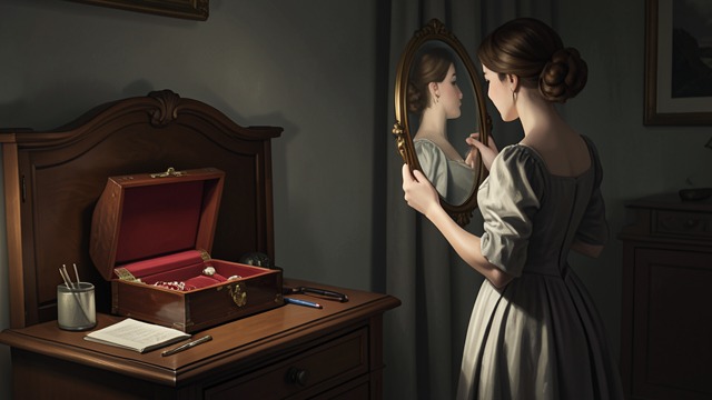 The Casket in Her Room from "Faust". Desire Arrives as a Gift A private discovery Mephistopheles places a jewelry casket in Margaret’s room while Faust waits nearby.