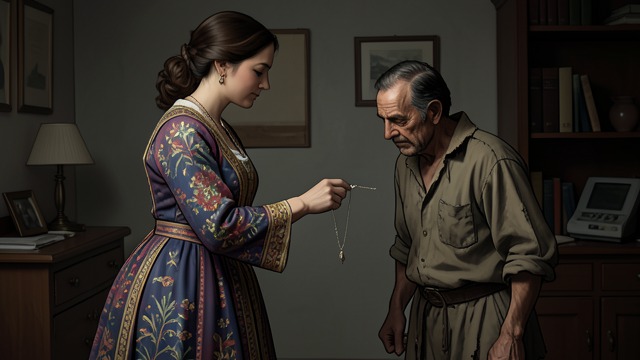 A Necklace Given from "Rumplestiltskin". A Necklace Given An exchange of property The Miller’s Daughter and Queen gives Rumpelstiltskin her necklace in return for the first heap of gold.
