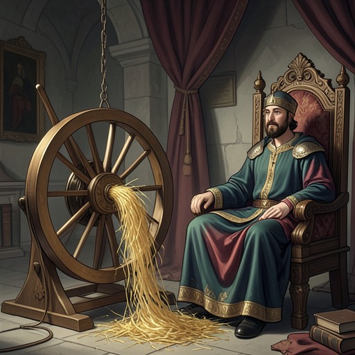 The King’s Escalating Demands from "Rumplestiltskin". This flow traces the transformation of a single test into an escalating sequence driven by The King’s desire for more gold.
