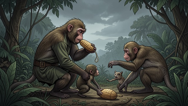The Monkeys’ Cycle from "Stranger in a Strange Land". Pain Repeated Downward A chain of injury A larger capuchin takes a peanut and beats a smaller monkey.
