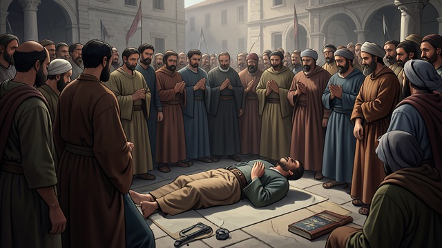 A Body at Prayer from "Impure Blood". A Body at Prayer An alarming scene Emil Florian is found dead among worshippers outside the Rue Verbier prayer room, still posed as if in prayer.