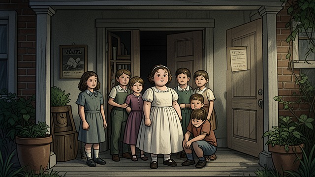 The Photograph from "Breakfast at Tiffany's". A Family Picture A Childhood Image Doc shows the narrator a faded photograph of children on a porch.