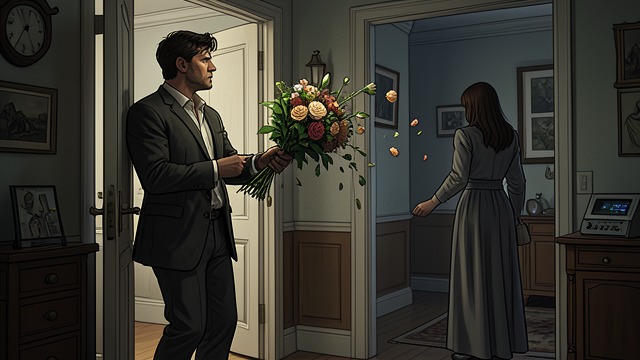 Flowers at the Door from "Breakfast at Tiffany's". A Painful Farewell The Unspoken Goodbye Joe cannot face Holly’s request to look at him.