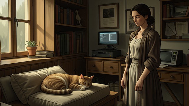 A Home for the Cat from "Breakfast at Tiffany's". A Quiet Resolution The Cat Settles The narrator finds Holly’s cat in a warm, orderly room where it appears to belong.
