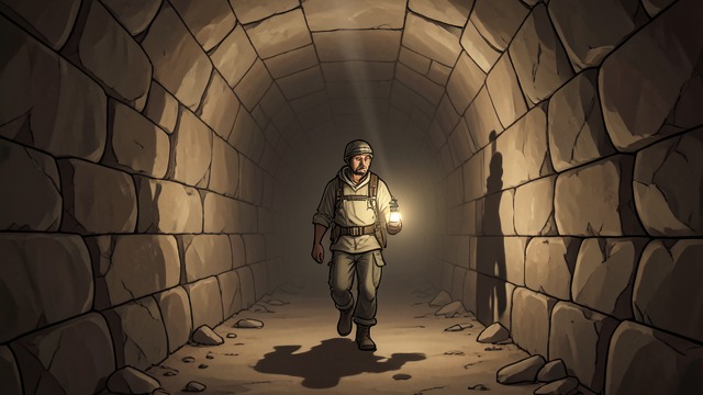 屡遭阻断的路线,《地心游记》中的场景。溪流岔道 小小的迷向 Henry走在前面,后来才意识到自己已经独自一人。他起初以为自己可以原路折返,但陌生的通道里几乎没有可靠的地标,难以辨认路线。 汉斯巴赫似乎能为他指路,直到Henry发现自己走过的通道里水流已经消失。溪流改道,与他的路线分开,把他留在一条干涸而孤立的隧道里。