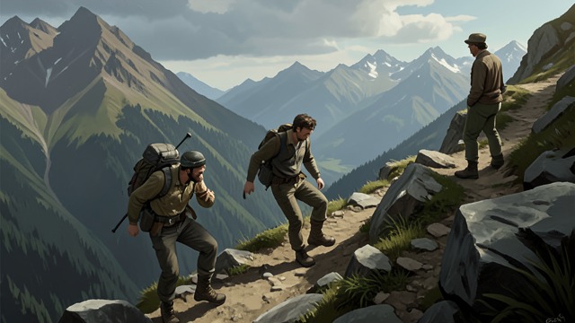 The Mountain’s Test from "A Journey to the Centre of the Earth". The Mountain’s Test Courage made physical Henry struggles with height and exhaustion, while Professor Hardwigg pushes toward the summit.