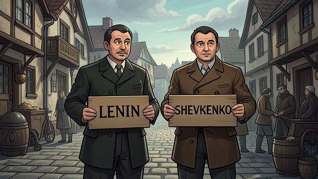 Street Names Reordered from "Grey Bees". Street Names Reordered A symbolic reversal Sergeyich swaps the Lenin and Shevchenko signs in his village.