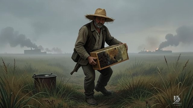 蜜蜂与未来的战争,《灰色蜜蜂》中的场景。脆弱间隙中的和平 无法信任的平静 蜂场的宁静是真实的,但梦中的未来战争仍笼罩着它。谢尔盖·谢尔盖伊奇明白,自然生命仍在延续,却无法保证人类能够和平相处。 没有凯旋的归返 他准备带着蜜蜂返回,并非因为冲突已经结束,而是因为他仍肩负着自己的责任。小说以坚持而非胜利,为这一段旅程画上句号。