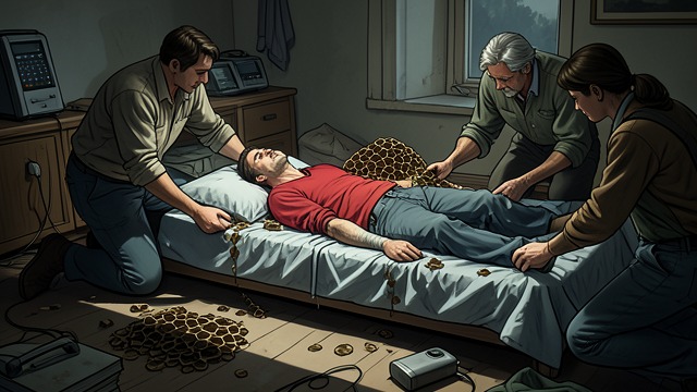 A Numb Arm from "Grey Bees". A Numb Arm The body falters After a sleepless night, Sergeyich wakes with a numb left arm and fears that his strength is failing.