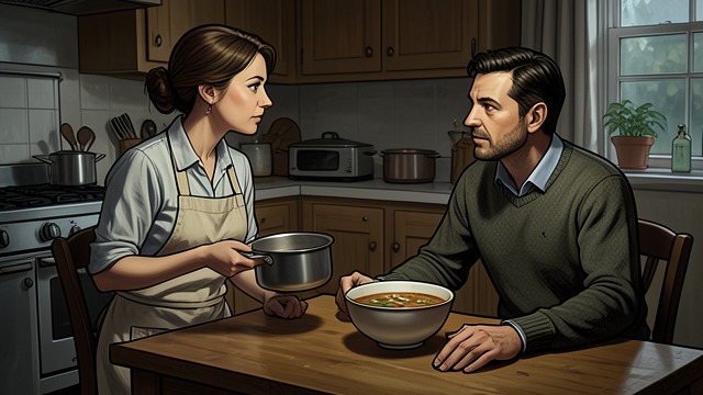 Meals Become a Ritual from "Grey Bees". Meals Become a Ritual A steady kindness Galya brings meals to Sergeyich and helps him settle beside his hives.