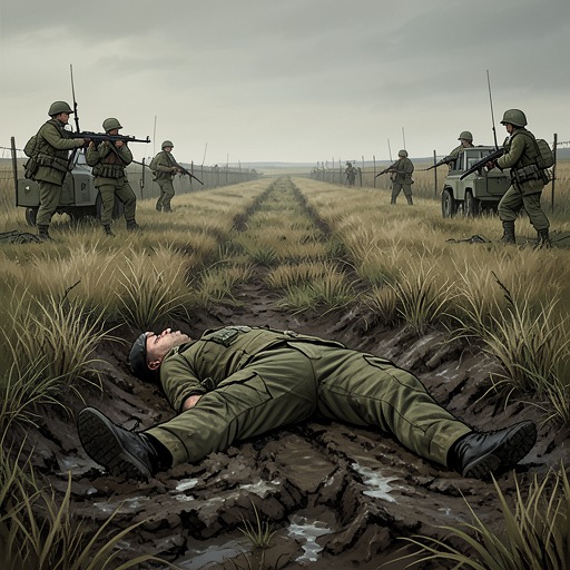 A Body Between Two Armies from "Grey Bees". The unidentified soldier’s exposed corpse reveals how competing claims over territory can make basic human decency dangerous and conditional.