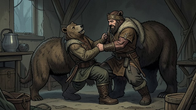 Magua Overpowered from "The Last of the Mohicans". The Bear’s Attack A sudden reversal When Magua tries to leave for help, Hawkeye blocks him while still disguised.