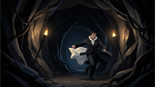 The Pursuit Through the Cavern from "The Last of the Mohicans". Following the Captors A glimpse of Cora Heyward sees Cora’s white robe in the cavern and rushes after her.
