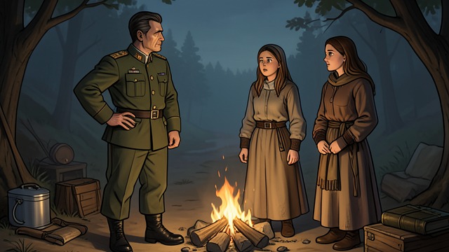 The Daughters' Protector from "The Last of the Mohicans". A Father's Concern The question of safety Heyward asks who will protect Cora and Alice during the departure.