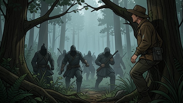 Warriors in the Forest from "The Last of the Mohicans". A Hidden Opposition Signs of an Ambush Uncas has tracked Huron warriors lying concealed in the woods.