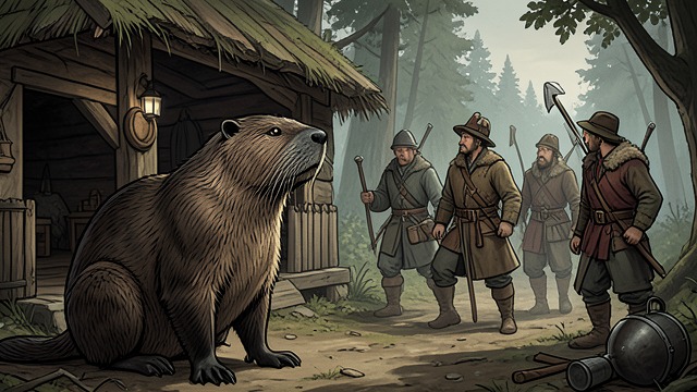 The Watchful Animal from "The Last of the Mohicans". Eyes from the Lodge A beaver appears A large beaver watches Magua’s party leave its lodge.