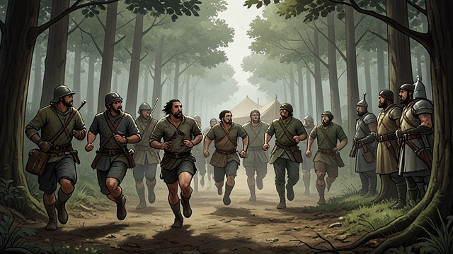The Delaware Trail from "The Last of the Mohicans". Pursuit Confirmed Evidence in the woods Huron runners trace the fugitives toward the Delaware camp.