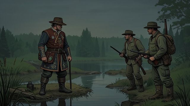 The Beavers' Pond from "The Last of the Mohicans". A Familiar Voice Mistaken for an enemy Heyward and Hawkeye encounter a painted figure near a beaver pond and prepare for danger.