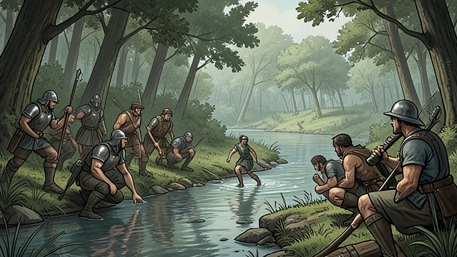 Choosing the Brook from "The Last of the Mohicans". Terrain as Protection Following the watercourse Hawkeye leads the party along a brook whose banks conceal their movement.