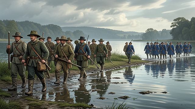 The Campaign Moves South from "The Last of the Mohicans". The French Advance Montcalm on the Lakes Montcalm moves south along Lake Champlain toward the British frontier.
