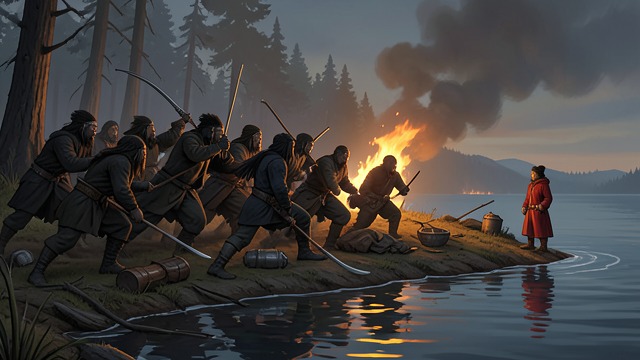 The Island Assault from "The Last of the Mohicans". The Island Assault Local combat The Hurons attack the island with superior numbers and firearms, overcoming the defenders’ limited shelter.