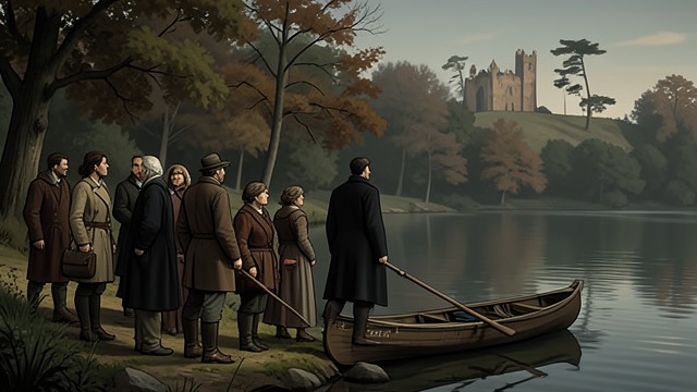 Across the Lake from "The Last of the Mohicans". Escape by Water Concealing their departure The party uses stone, timber, and a board to reach a canoe without leaving a clear trail.