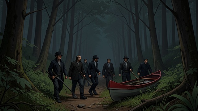 The Hidden Canoe from "The Last of the Mohicans". Deception as Defense A misleading trace The party carries the canoe inland, makes an obvious trail, then doubles back through water and brush.