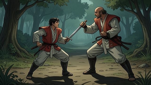 First Recorded Duel from "The Book of Five Rings". The First Test A Young Fighter Miyamoto Musashi recalls defeating Arima Kihei at thirteen.