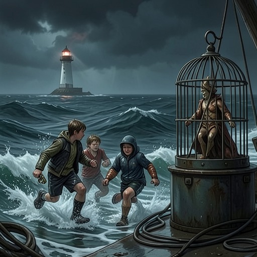 The Lighthouse Rescue from "Miss Peregrine's Home of Peculiar Children". The children pursue the captured Ymbrynes through the storm, defeat Golan, and recover Miss Peregrine while losing Miss Avocet.