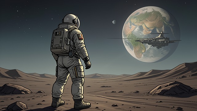 Leaving the Moon from "The Dispossessed". A World Falls Away The first separation Strapped into the Mindful, Shevek watches Anarres shrink into a pale sphere.
