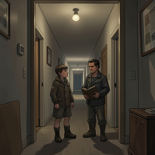 Shevek and Rulag from "The Dispossessed". The reunion of Shevek and Rulag exposes how work, missed years, and incompatible understandings of family leave affection possible but unresolved.