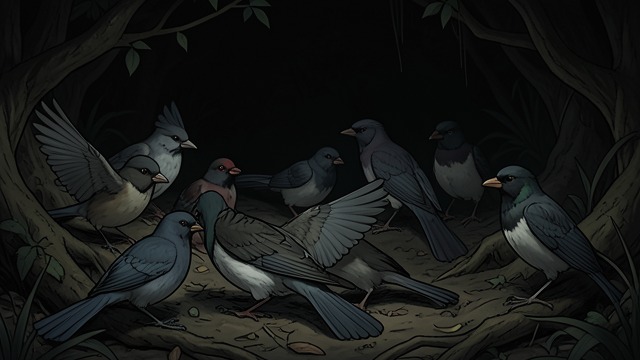 Hidden Listeners from "Jonathan Livingston Seagull". Connection in Secret A Distant Circle Curious gulls gather around the students’ circle after dark, avoiding one another’s notice as they listen.