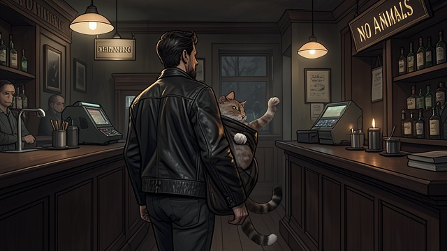 A Cat in the Bag from "The Door into Summer". A Cat in the Bag Companionship on the road Dan carries Pete in an overnight bag and makes room for him even in a bar that forbids cats.