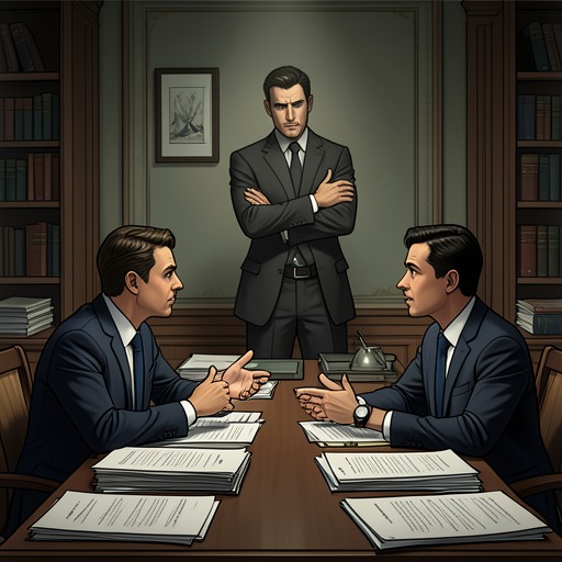 贝尔与迈尔斯的联盟,《夏之门》中的场景。贝尔与迈尔斯追求更大的公司,这使两人卷入同一场阴谋,但他们的联盟本身也存在裂痕,并在迈尔斯死后留下了混乱的遗产。