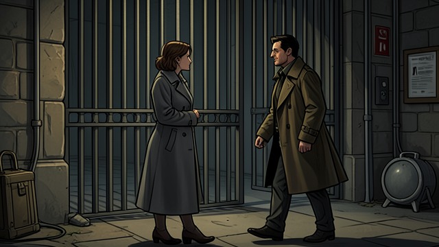 Mundt’s Offer from "The Spy Who Came in from the Cold". Release Without Explanation A sudden change Mundt arranges for Liz to be brought out of detention and meets Leamas outside the prison grounds.