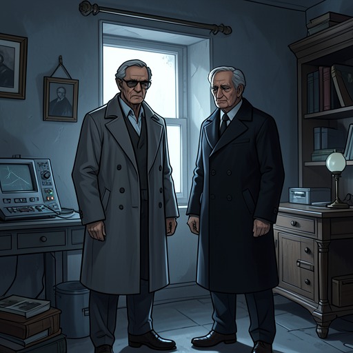 Peters and Leamas from "The Spy Who Came in from the Cold". This thread traces the interrogator’s effort to assess Leamas and the defector’s uneasy recognition of a professional adversary.